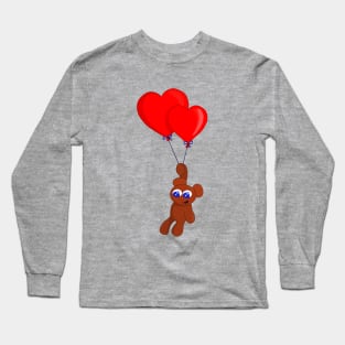 A Teddy Bear Holding Heart Shaped Balloons Long Sleeve T-Shirt